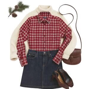 J.Crew Red Plaid Rhinestone Trim Shirt Size 10